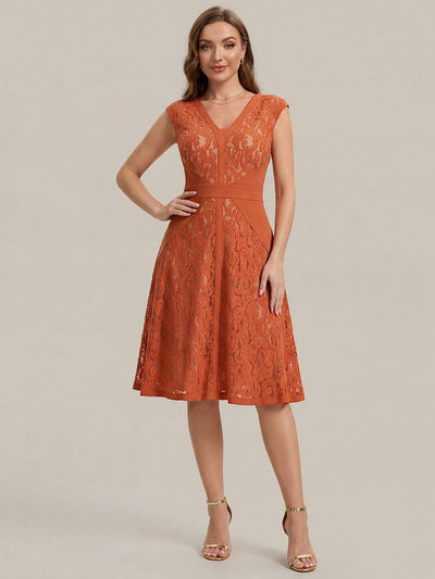 ever TOVE|See-through Lace Cap Sleeve Dress