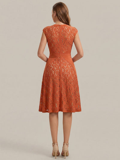 ever TOVE|See-through Lace Cap Sleeve Dress