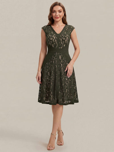 ever TOVE|See-through Lace Cap Sleeve Dress