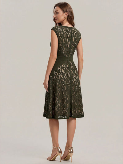 ever TOVE|See-through Lace Cap Sleeve Dress
