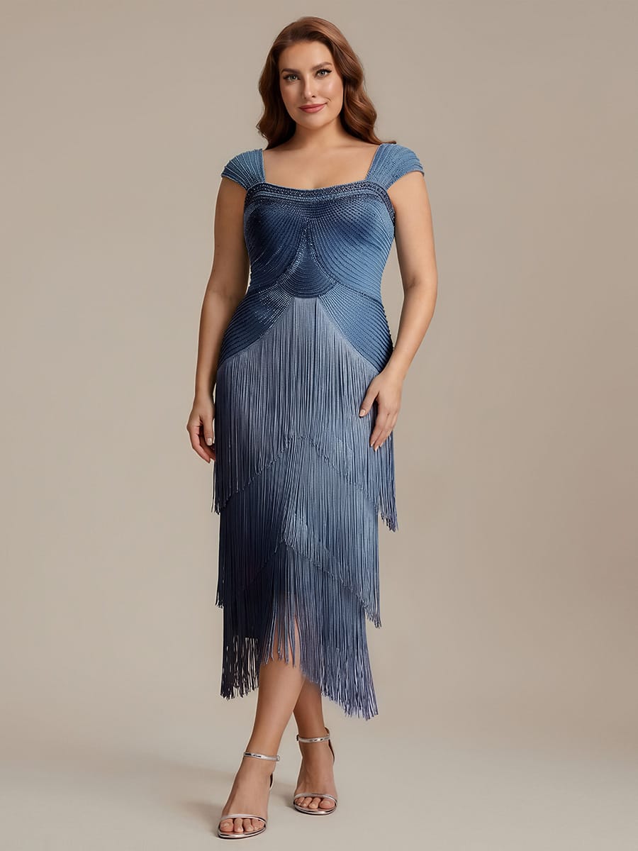 See-through Sequin Sleeveless Dress #color_Dusty Blue