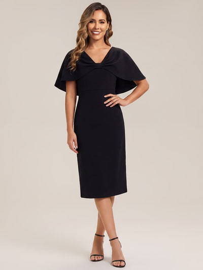 Knit Shawl Sleeve Sheath Dress
