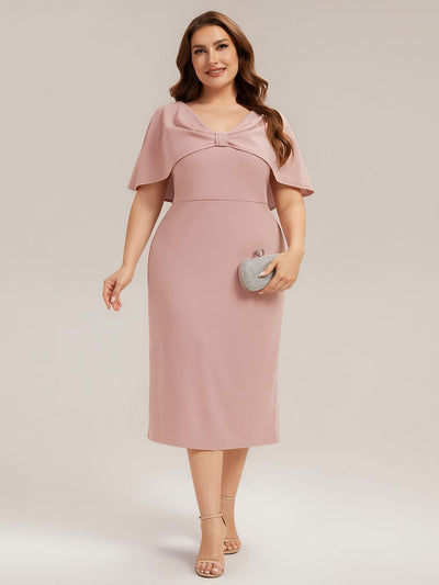 Knit Shawl Sleeve Sheath Dress #color_Dusty Rose