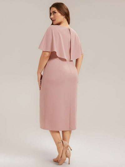 Knit Shawl Sleeve Sheath Dress #color_Dusty Rose