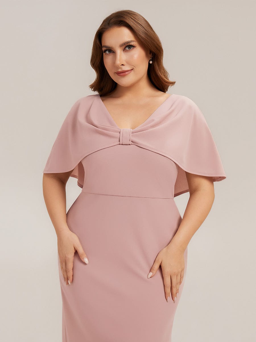 Knit Shawl Sleeve Sheath Dress #color_Dusty Rose
