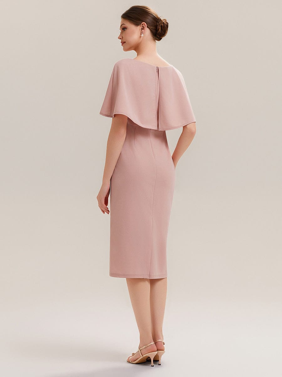 Knit Shawl Sleeve Sheath Dress #color_Dusty Rose