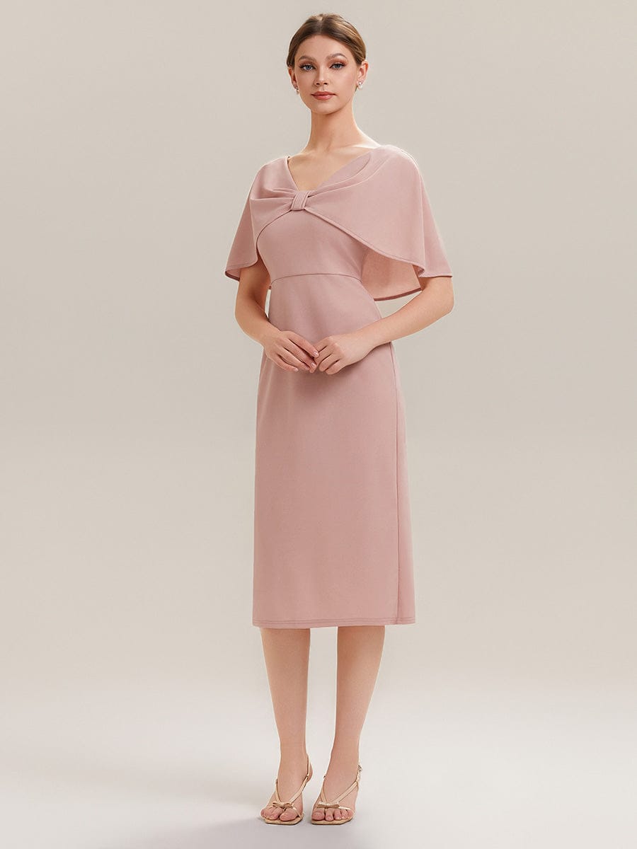 Knit Shawl Sleeve Sheath Dress #color_Dusty Rose