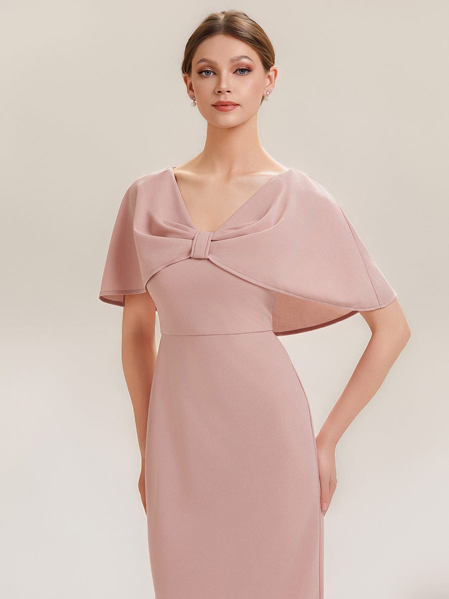 Knit Shawl Sleeve Sheath Dress #color_Dusty Rose