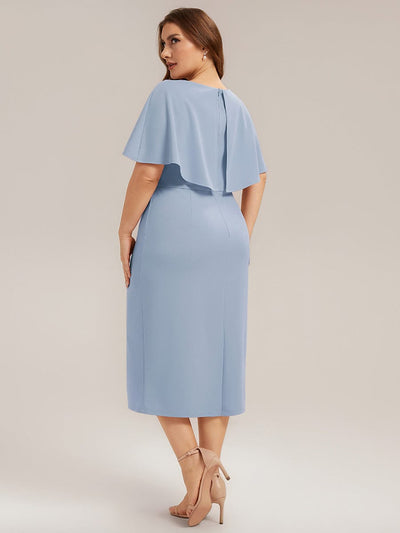 Plus Size Knit Shawl Sleeve Sheath Dress