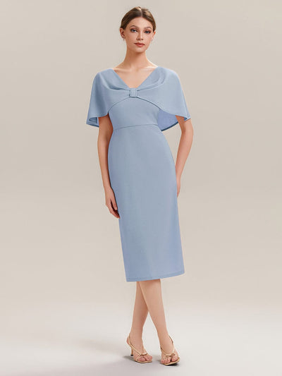Knit Shawl Sleeve Sheath Dress