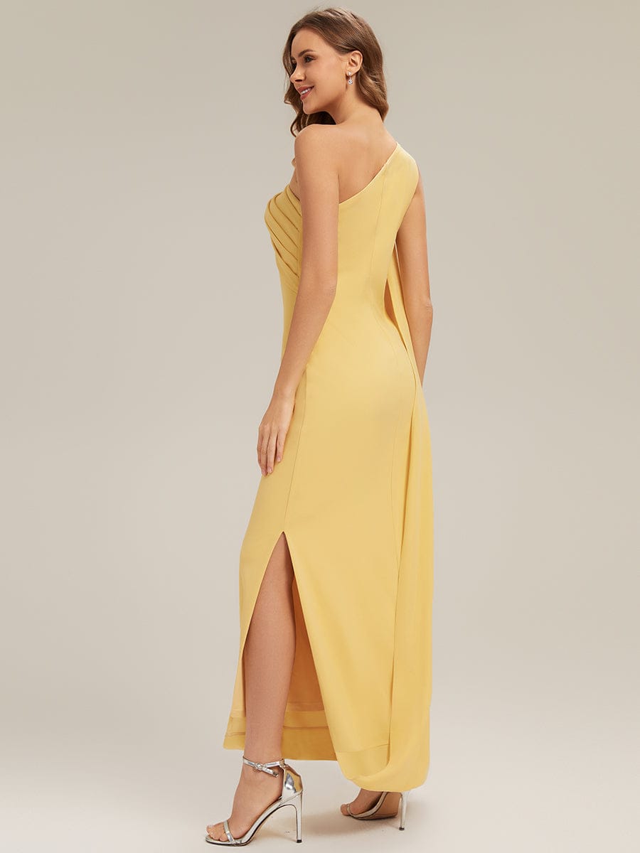 Flowing Ribbons Knit Sleeveless Dress #color_Yellow