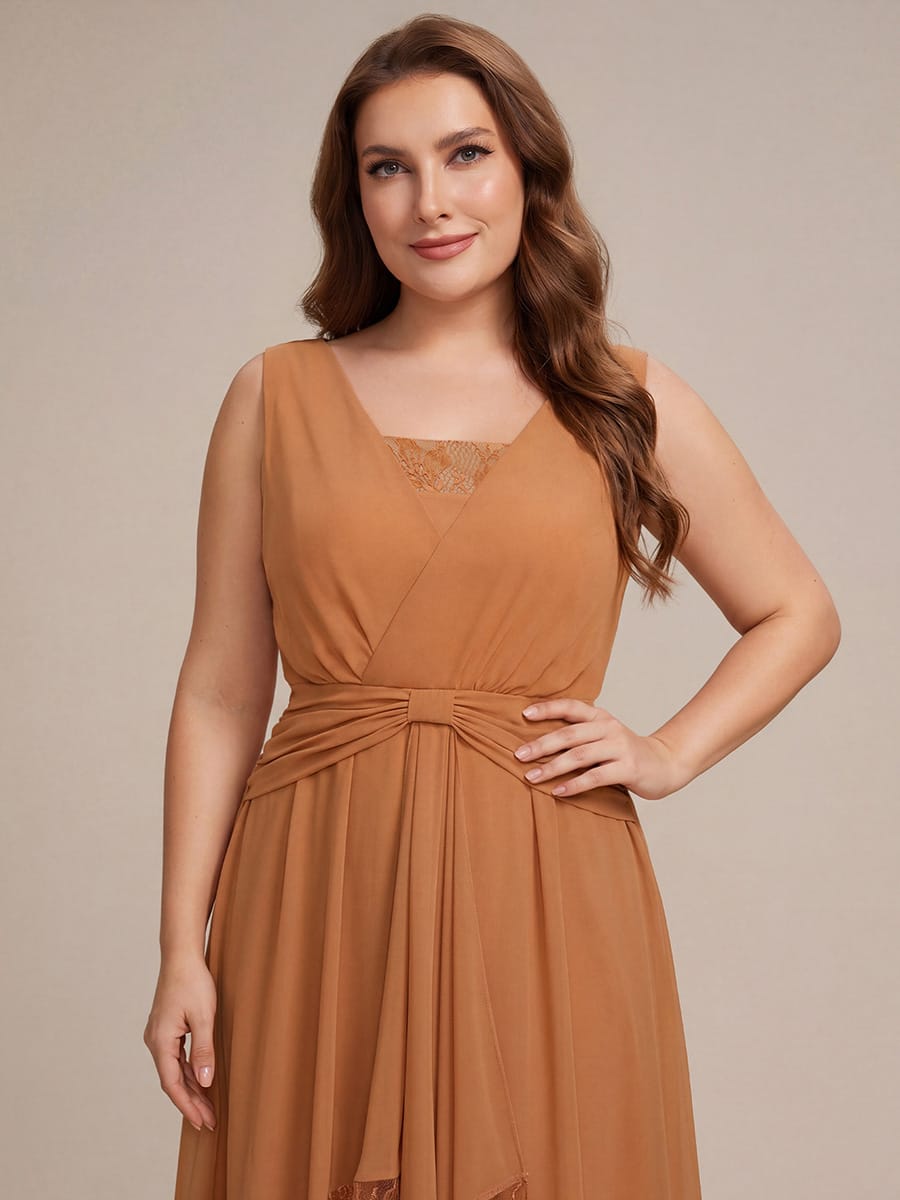 Chiffon Sleeveless A-line Dress #color_Pumpkin