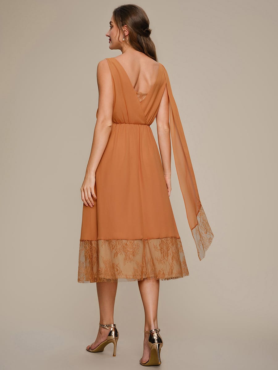 Chiffon Sleeveless A-line Dress #color_Pumpkin