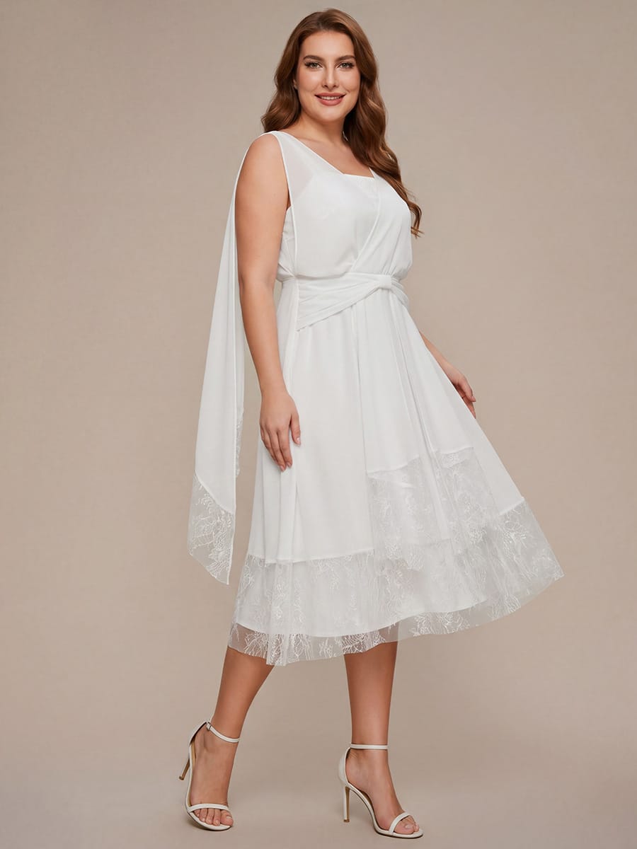 Chiffon Sleeveless A-line Dress #color_White