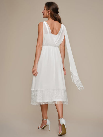 Chiffon Sleeveless A-line Dress #color_White