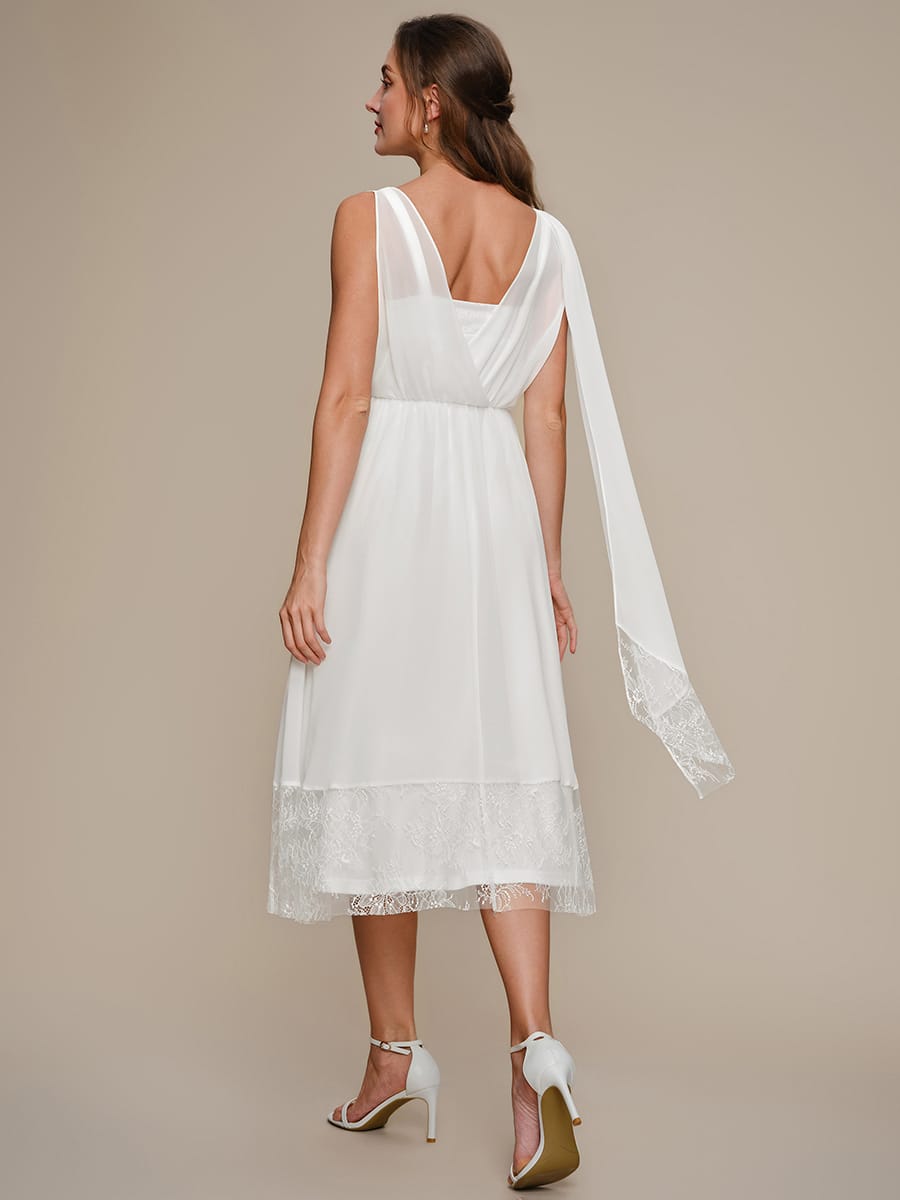 Chiffon Sleeveless A-line Dress #color_White