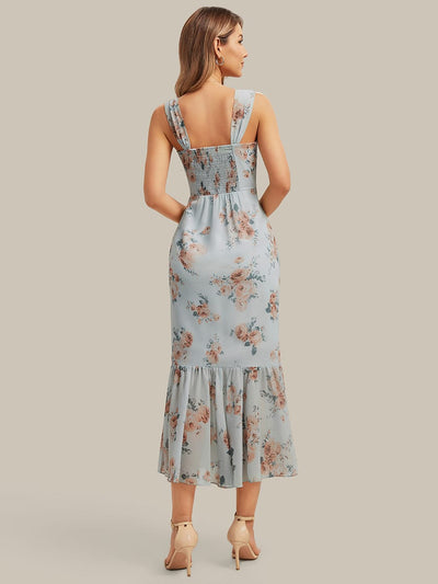 Pleated Chiffon Sleeveless Dress #color_Amber Bloom