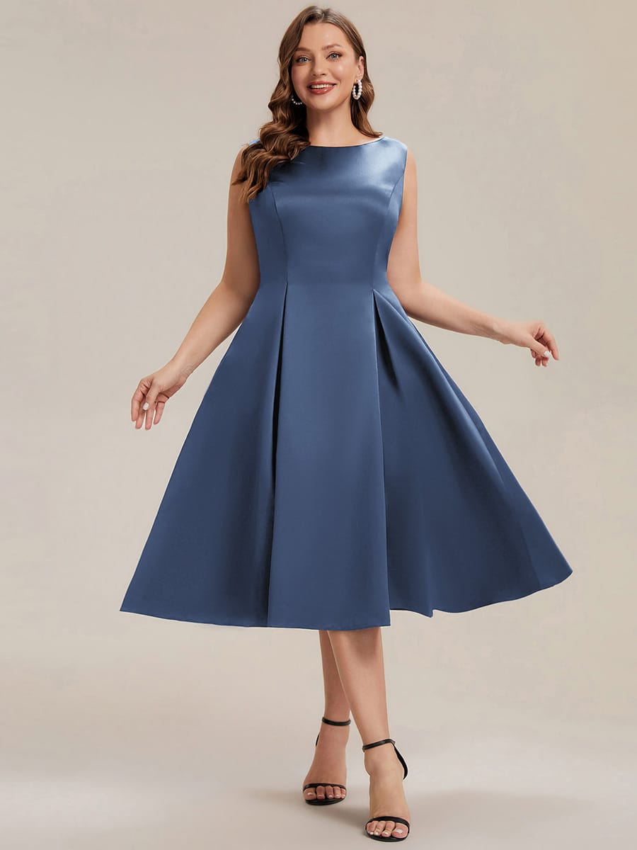 Satin Sleeveless Ball-Gown Dress #color_Dusty Blue