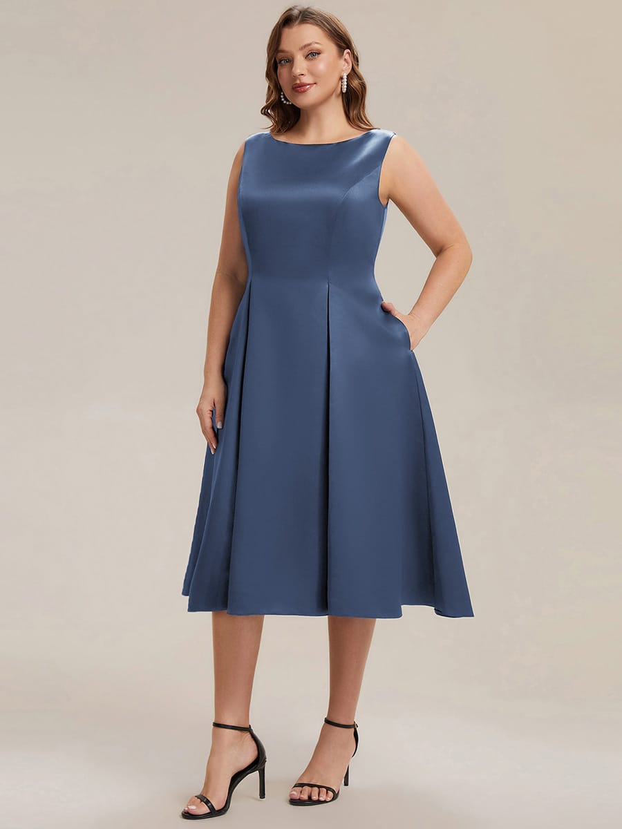 Satin Sleeveless Ball-Gown Dress #color_Dusty Blue