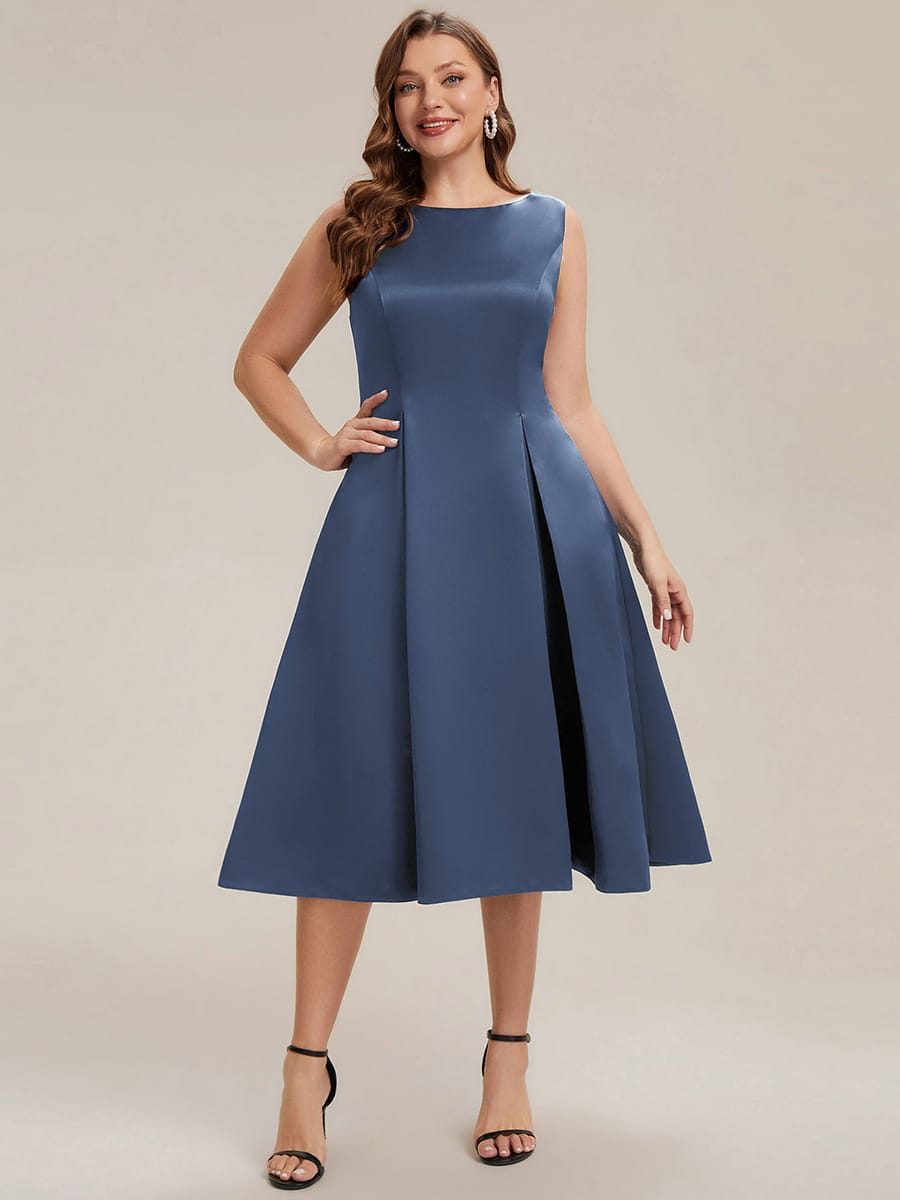 Satin Sleeveless Ball-Gown Dress #color_Dusty Blue