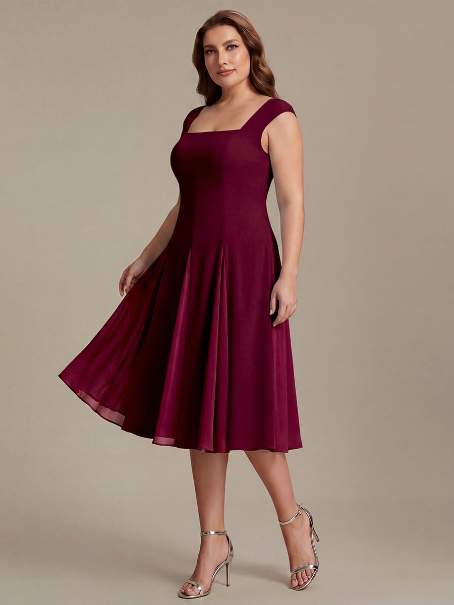Patchwork Crepe Cap Sleeve Dress #color_Burgundy