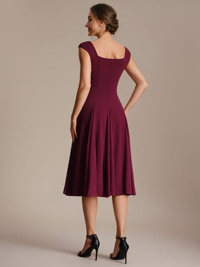 Patchwork Crepe Cap Sleeve Dress