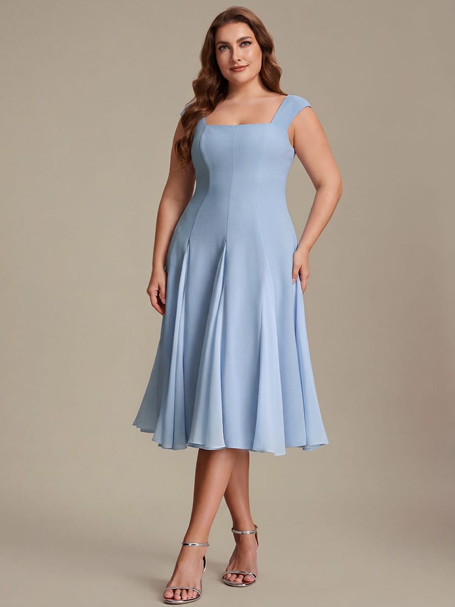 Patchwork Crepe Cap Sleeve Dress #color_Ice Blue