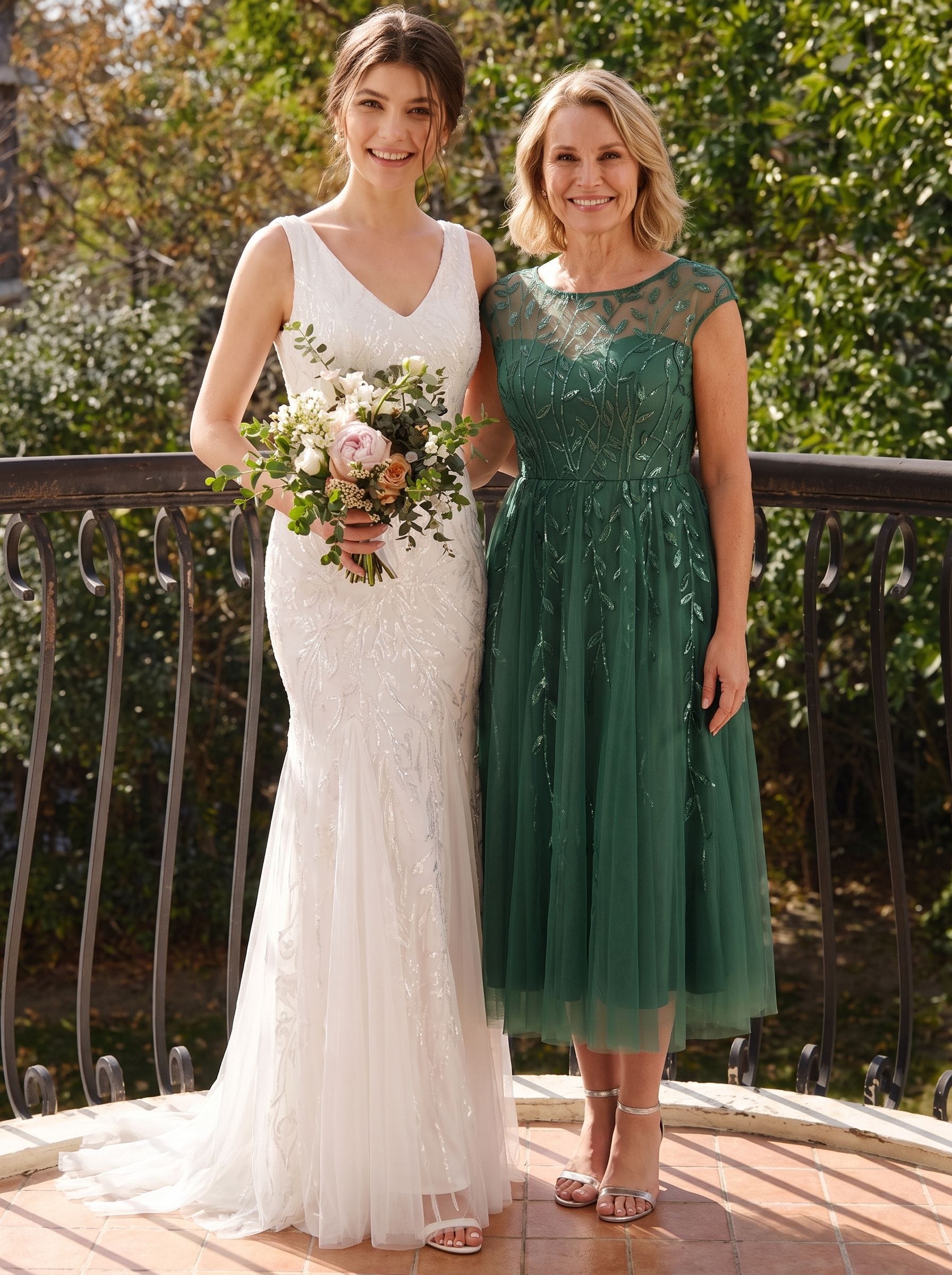 See-through Sequin Cap Sleeve Dress #color_Dark Green