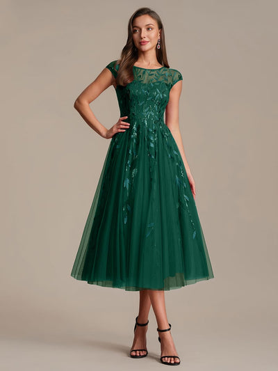 Elegant Sequin Cap Sleeve Dress