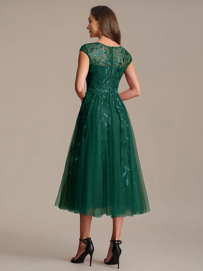 Elegant Sequin Cap Sleeve Dress