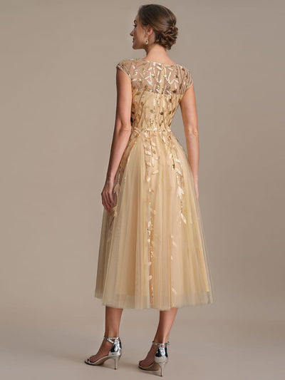Elegant Sequin Cap Sleeve Dress