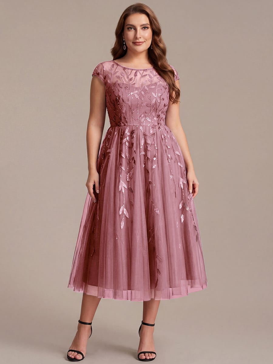 See-through Sequin Cap Sleeve Dress #color_Purple Orchid