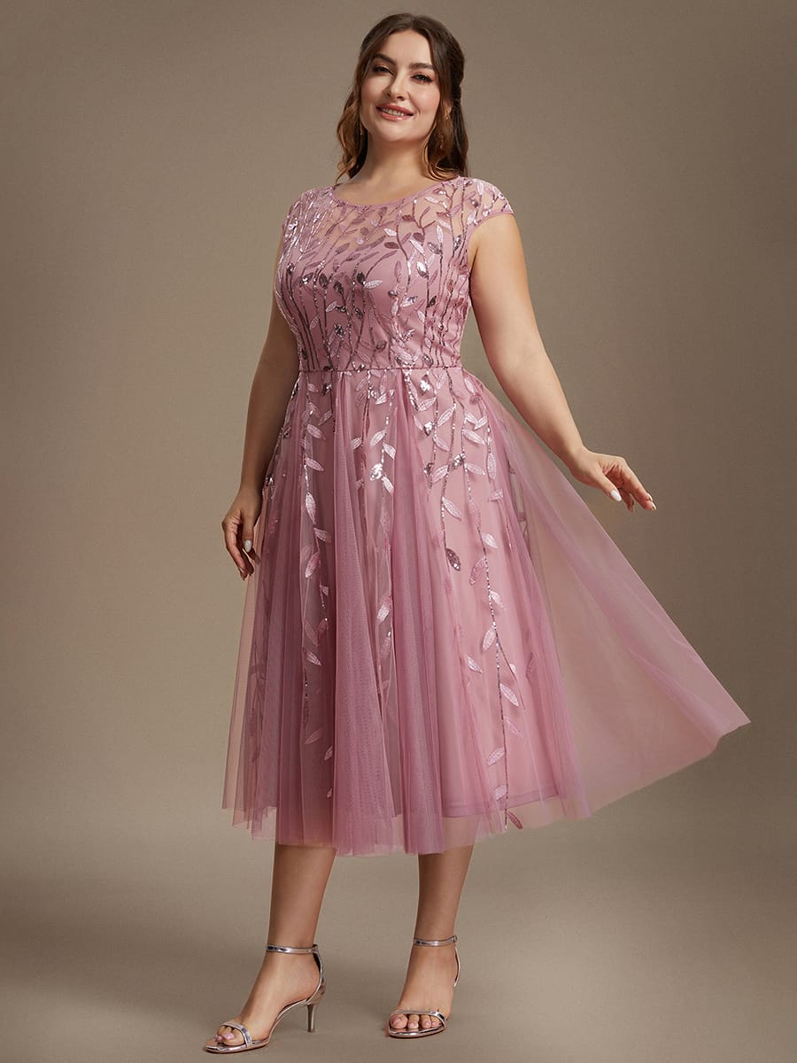 See-through Sequin Cap Sleeve Dress #color_Purple Orchid