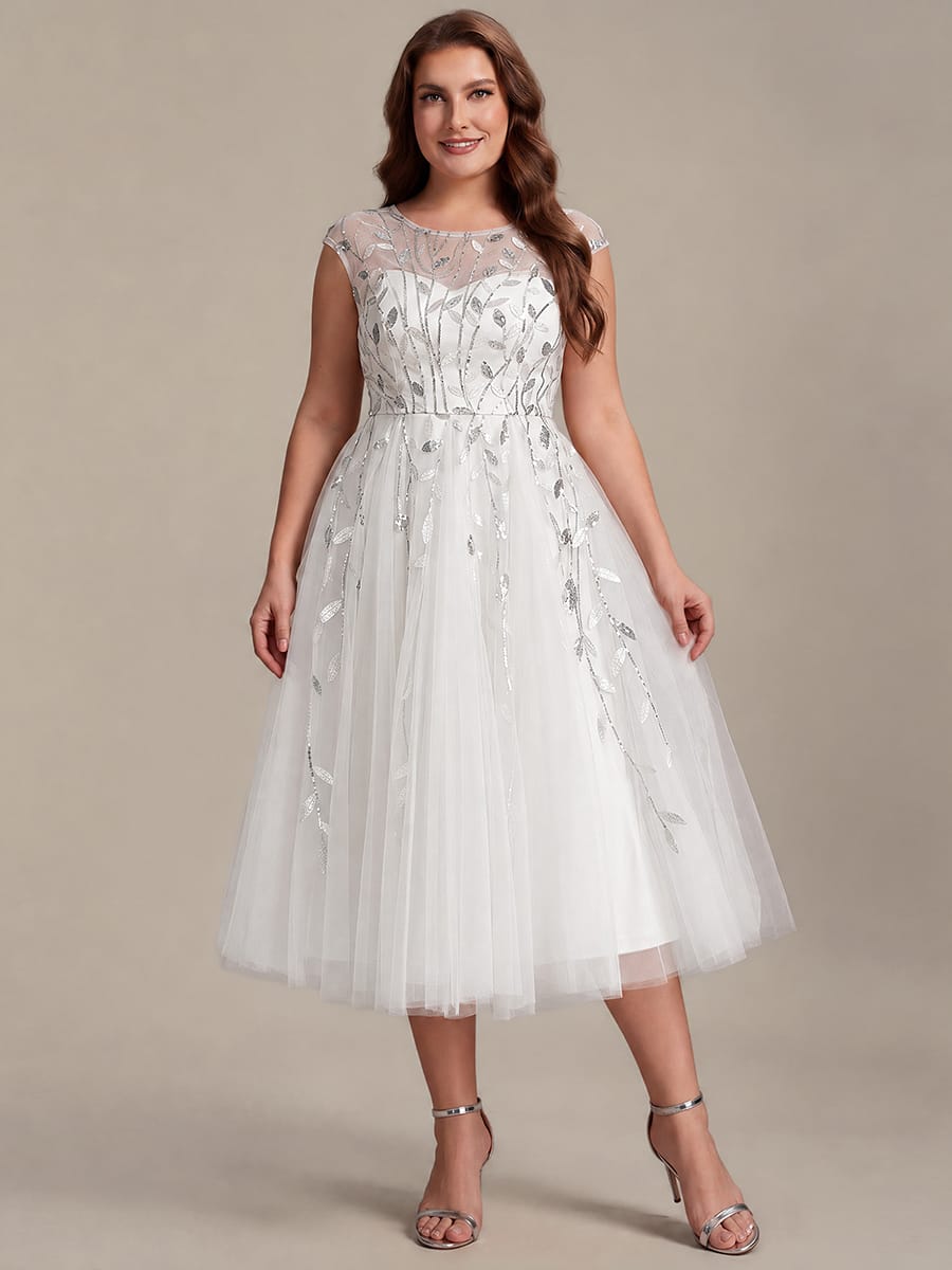 See-through Sequin Cap Sleeve Dress #color_White