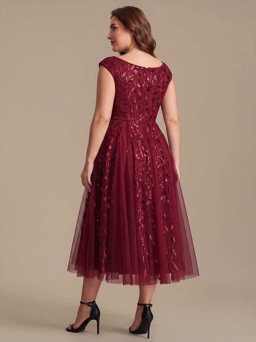 Sequin Sleeveless A-Line Dress #color_Burgundy