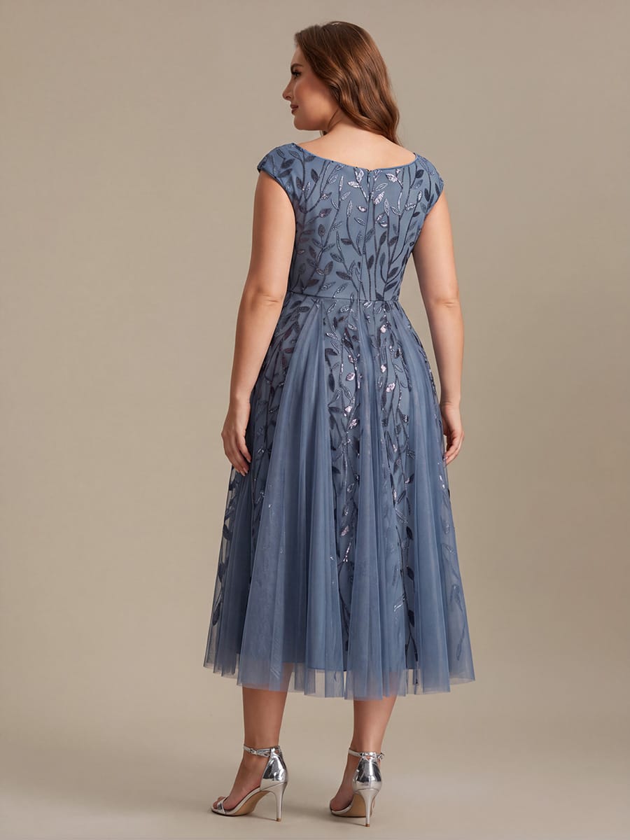 Sequin Sleeveless A-Line Dress #color_Dusty Blue