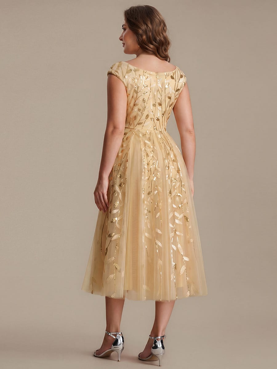 Sequin Sleeveless A-Line Dress #color_Gold
