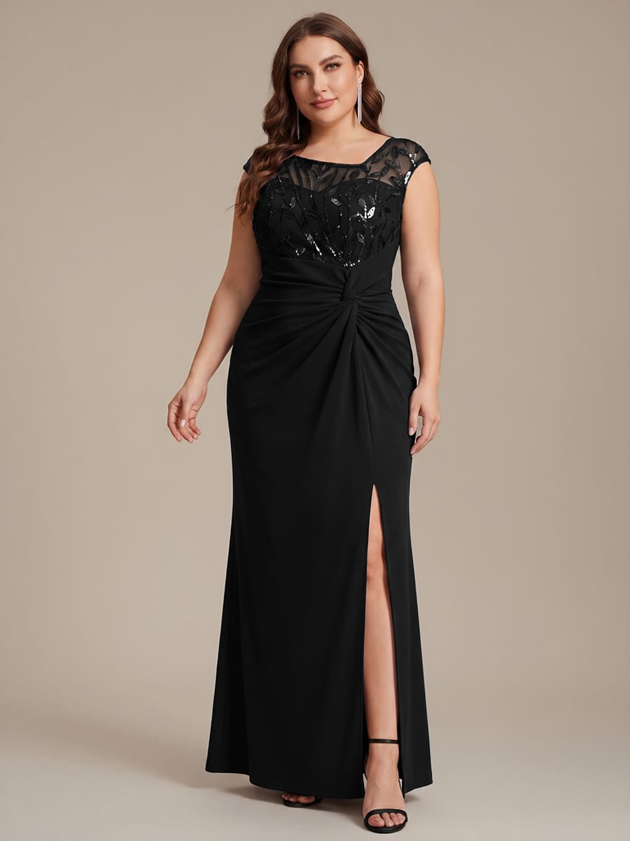 Knotted Crepe Cap Sleeve Dress #color_Black