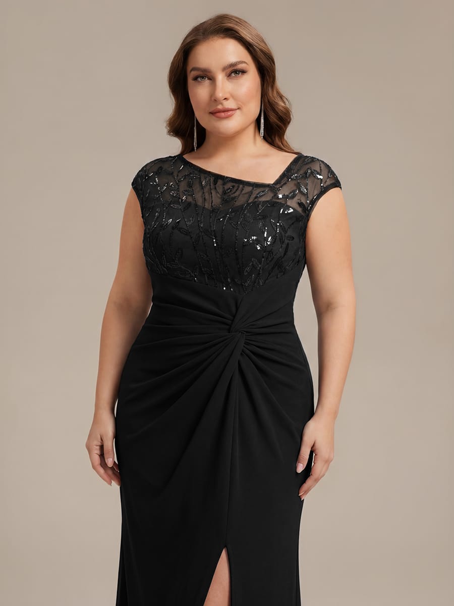 Knotted Crepe Cap Sleeve Dress #color_Black