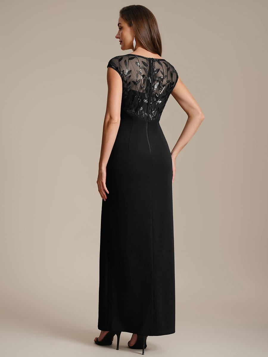 Knotted Crepe Cap Sleeve Dress #color_Black
