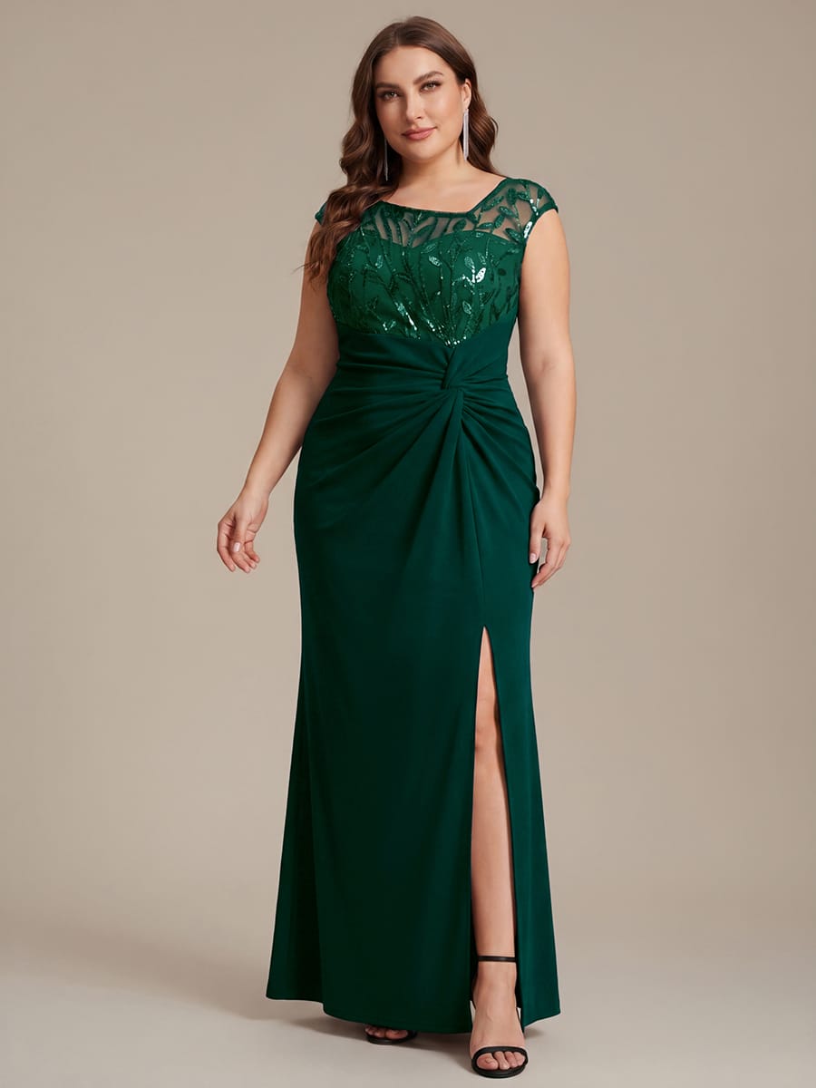 Knotted Crepe Cap Sleeve Dress #color_Dark Green