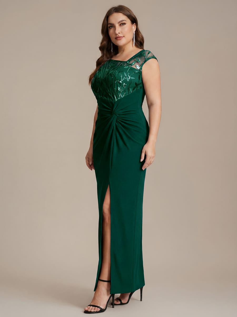 Knotted Crepe Cap Sleeve Dress #color_Dark Green
