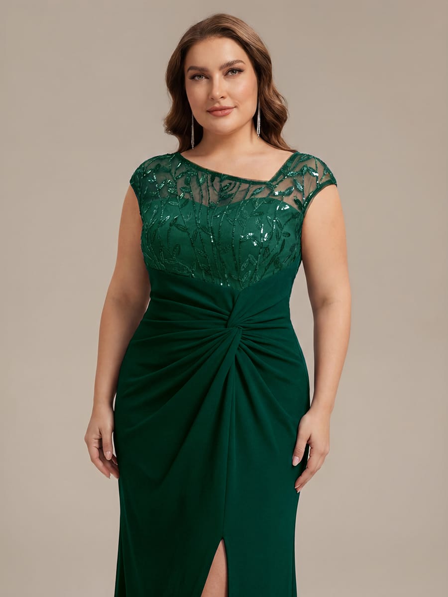 Knotted Crepe Cap Sleeve Dress #color_Dark Green