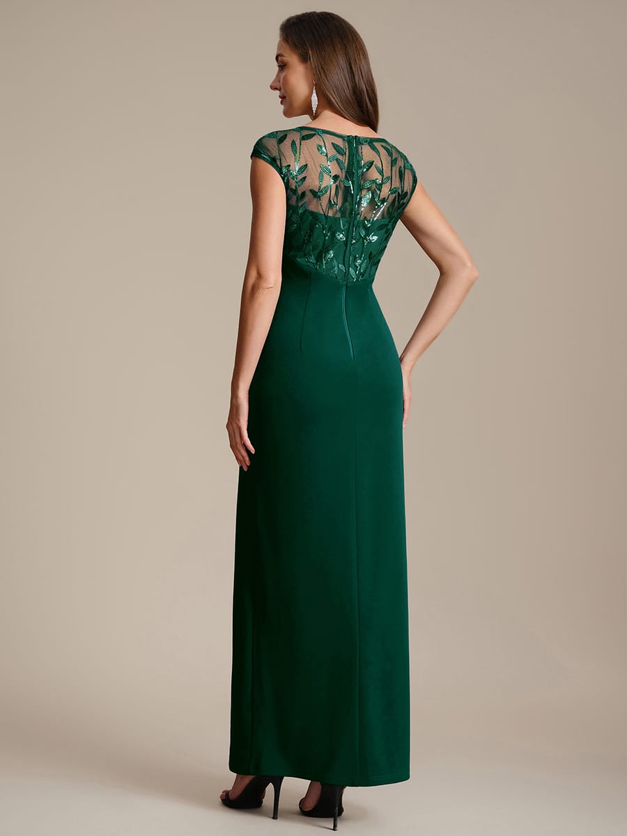Knotted Crepe Cap Sleeve Dress #color_Dark Green