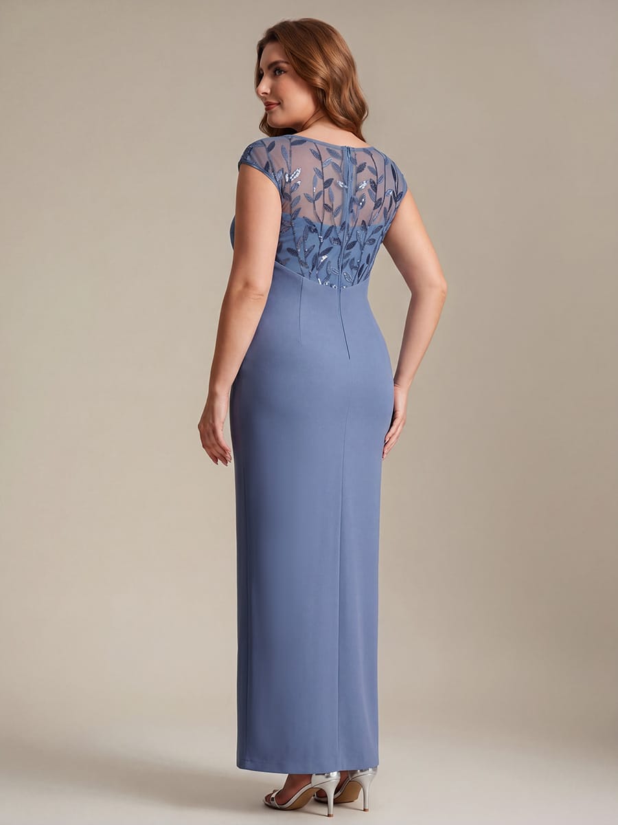 Knotted Crepe Cap Sleeve Dress #color_Dusty Blue