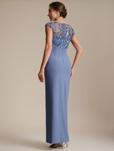 Knotted Crepe Cap Sleeve Dress #color_Dusty Blue