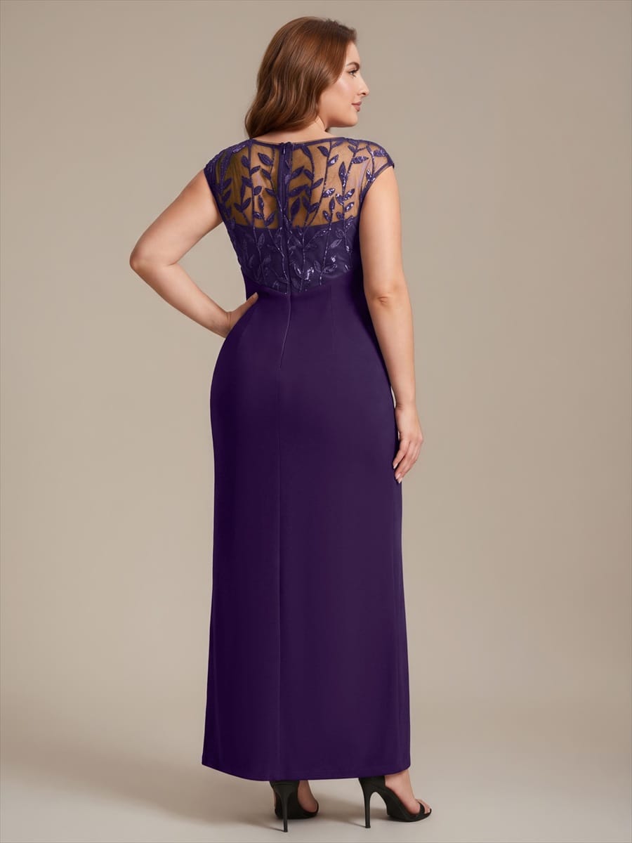 Knotted Crepe Cap Sleeve Dress #color_Dark Purple