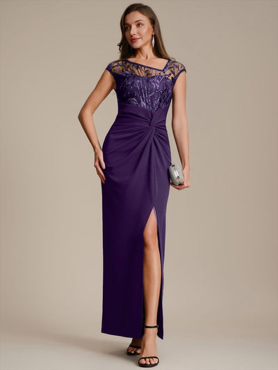Knotted Crepe Cap Sleeve Dress