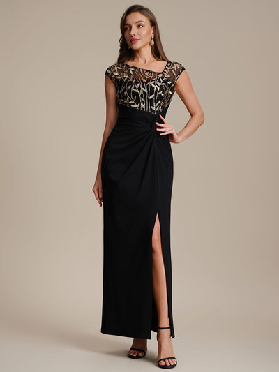 Knotted Crepe Cap Sleeve Dress