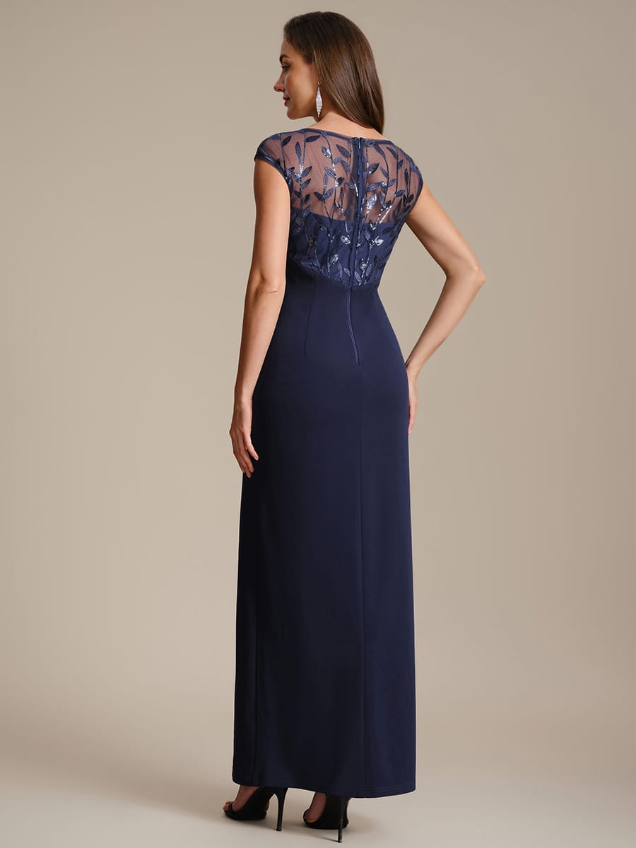 Knotted Crepe Cap Sleeve Dress #color_Navy Blue